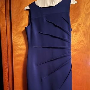 Calvin Klein Size 12 Blue Starburst Sleeveless Sheath Dress